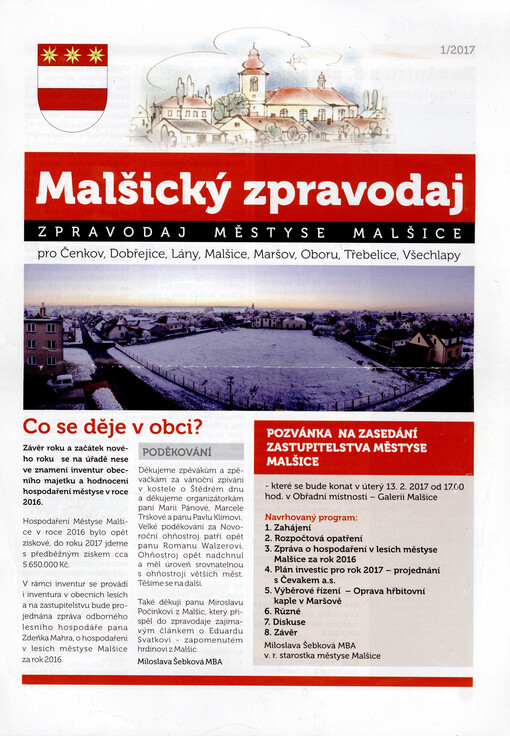 Malšický zpravodaj : zpravodaj městyse Malšice pro Čenkov, Dobřejice, Lány, Malšice, Maršov, Oboru, Třebelice, Všechlapy