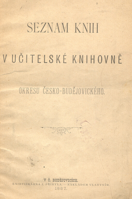 Seznam knih v učitelské knihovně okresu česko-budějovického