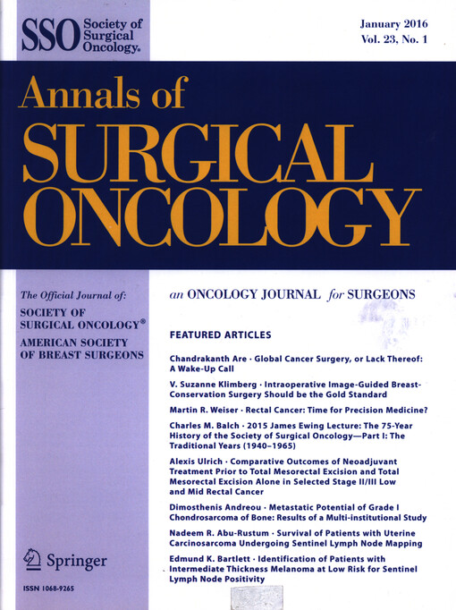 Annals of surgical oncology : an oncology journal for surgeons : official journal of the Society of  Surgical Oncology