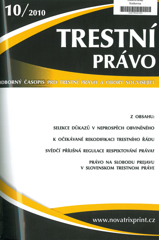 Trestní právo : odborný časopis pro trestní právo a obory související