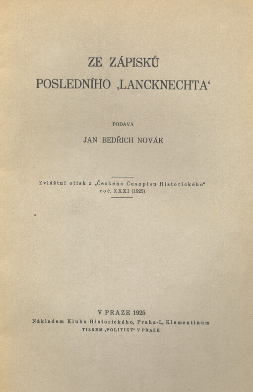 Ze zápisků posledního 