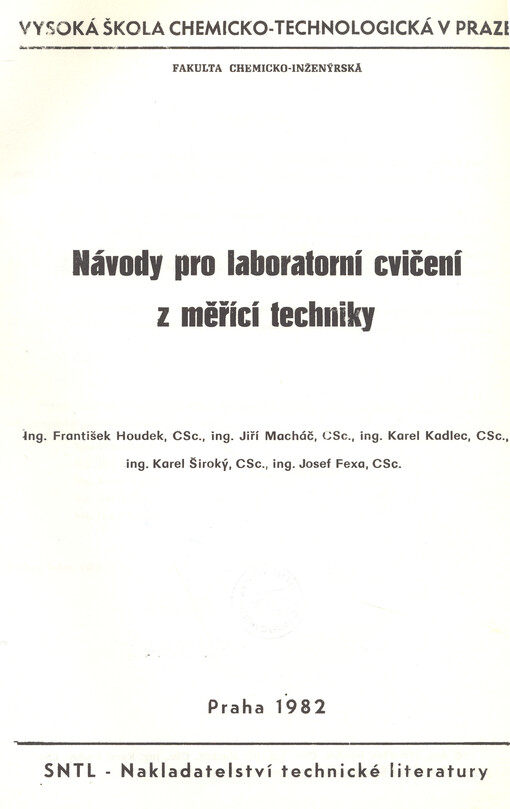 Návody pro laboratorní cvičení z měřící techniky