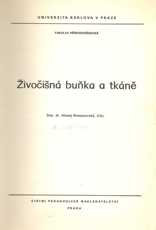 Živočišná buňka a tkáně