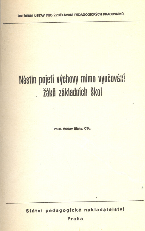 Nástin pojetí výchovy mimo vyučování žáků základních škol