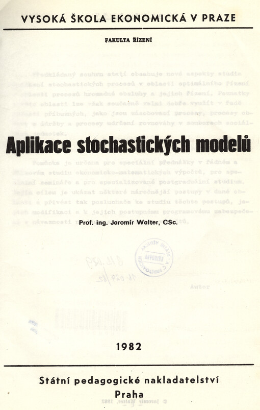 Aplikace stochastických modelů