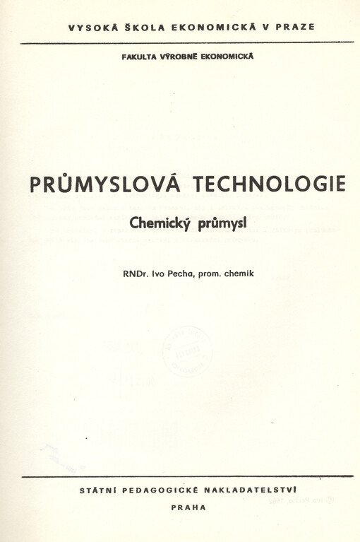 Průmyslová technologie : chemický průmysl
