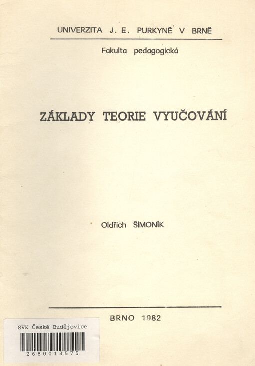 Základy teorie vyučování