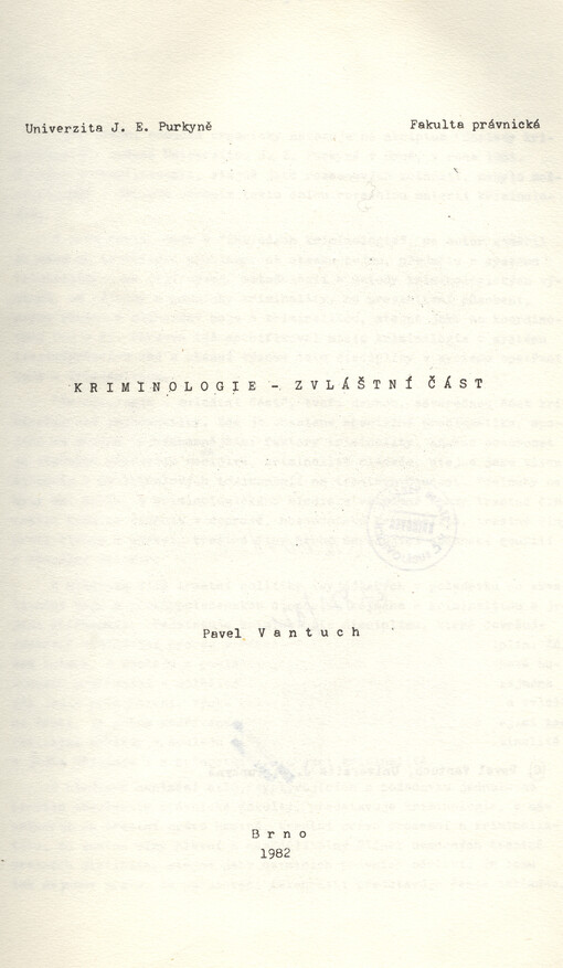 Kriminologie :Zvláštní část