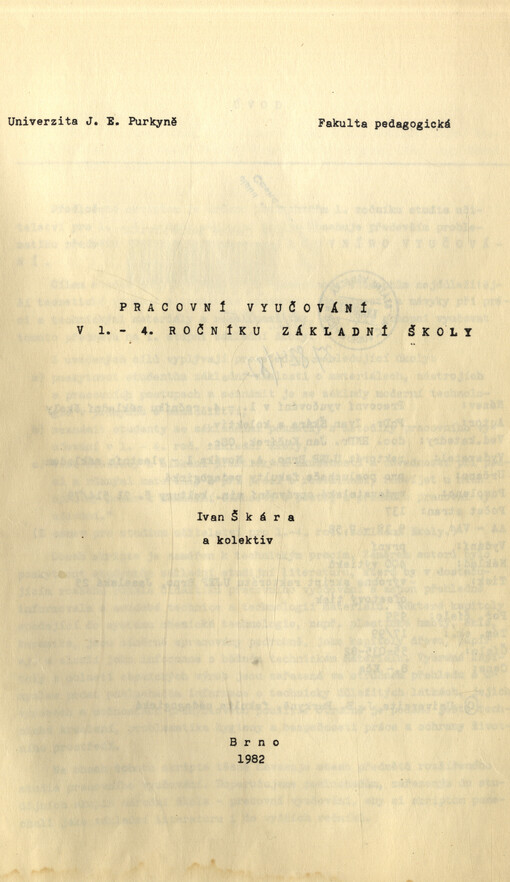 Pracovní vyučování v 1.-4. ročníku základní školy