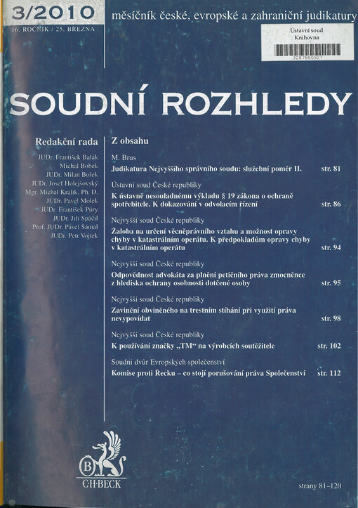 Soudní rozhledy : měsíčník české, evropské a zahraniční judikatury
