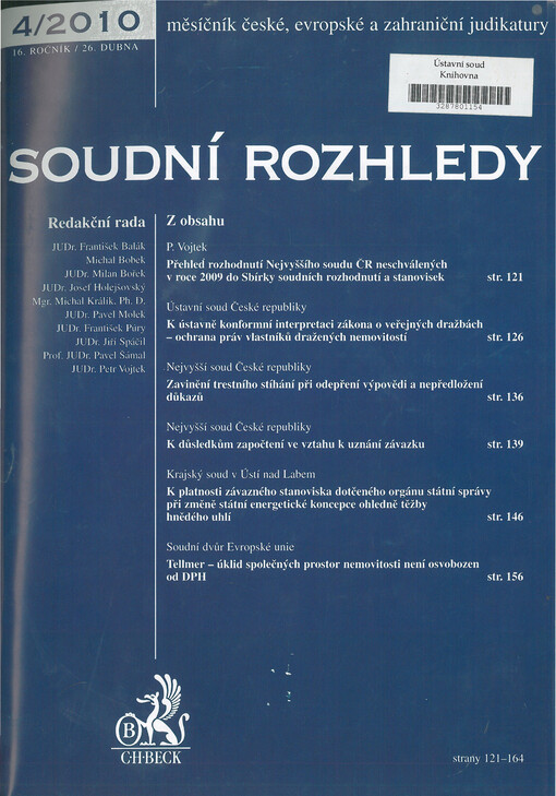 Soudní rozhledy : měsíčník české, evropské a zahraniční judikatury