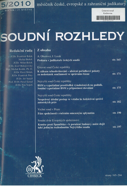 Soudní rozhledy : měsíčník české, evropské a zahraniční judikatury