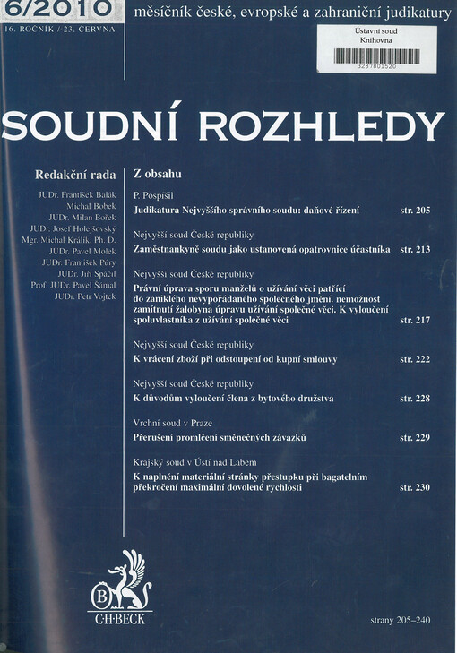 Soudní rozhledy : měsíčník české, evropské a zahraniční judikatury