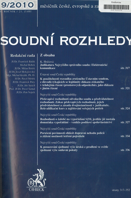 Soudní rozhledy : měsíčník české, evropské a zahraniční judikatury