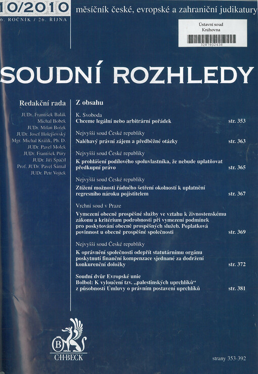 Soudní rozhledy : měsíčník české, evropské a zahraniční judikatury