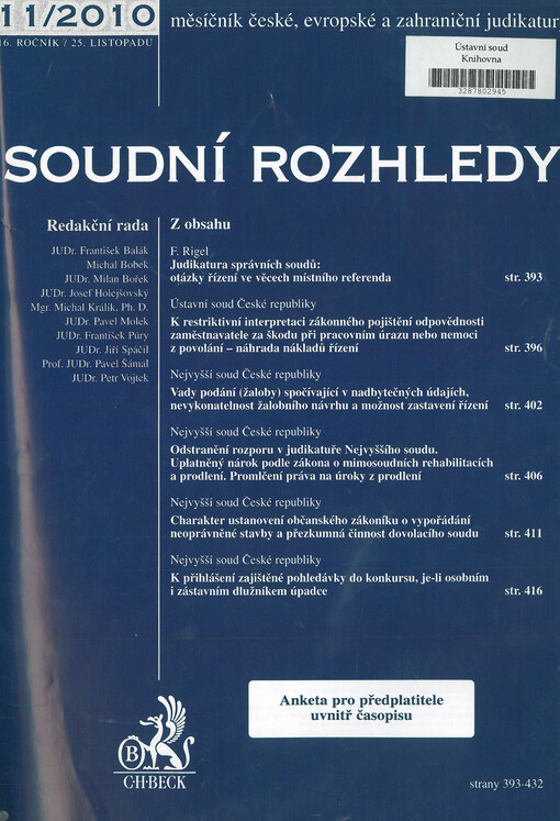 Soudní rozhledy : měsíčník české, evropské a zahraniční judikatury