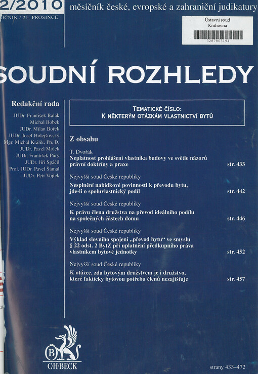 Soudní rozhledy : měsíčník české, evropské a zahraniční judikatury