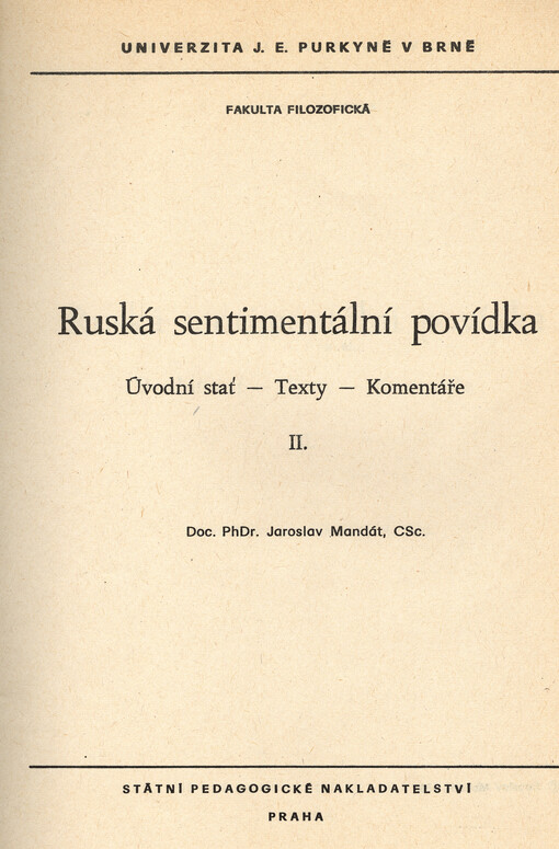 Ruská sentimentální povídka : úvodní stať - texty - komentář. II.