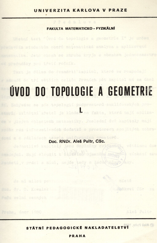 Úvod do topologie a geometrie. [Díl] 1