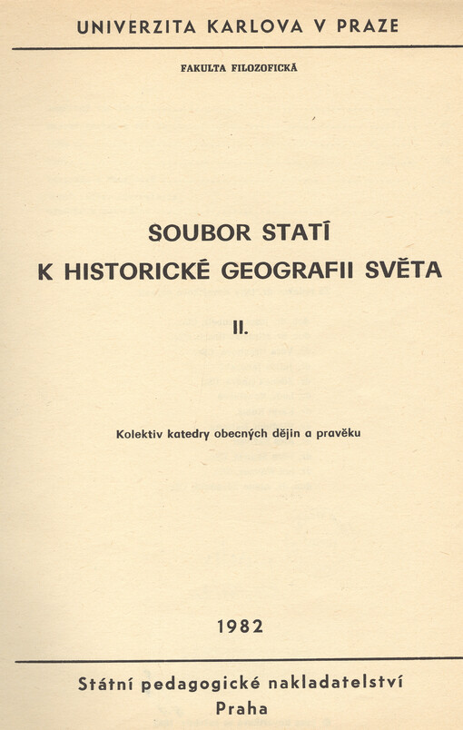 Soubor statí k historické geografii světa