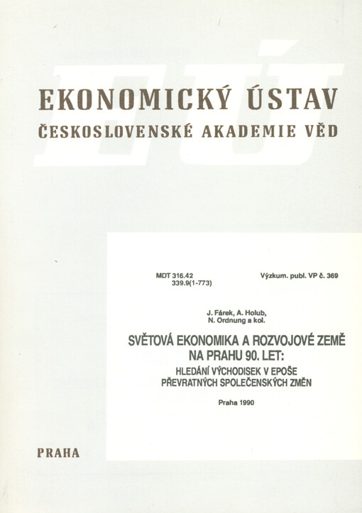 Světová ekonomika a rozvojové země na prahu 90. let : hledání východisek v epoše převratných společenských změn