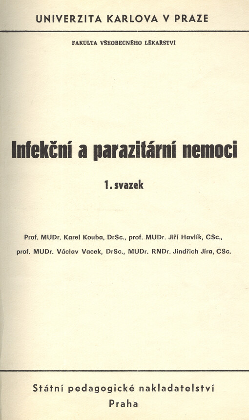 Infekční a parazitární nemoci.Sv. 1