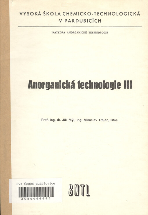 Anorganická technologie.Díl 3