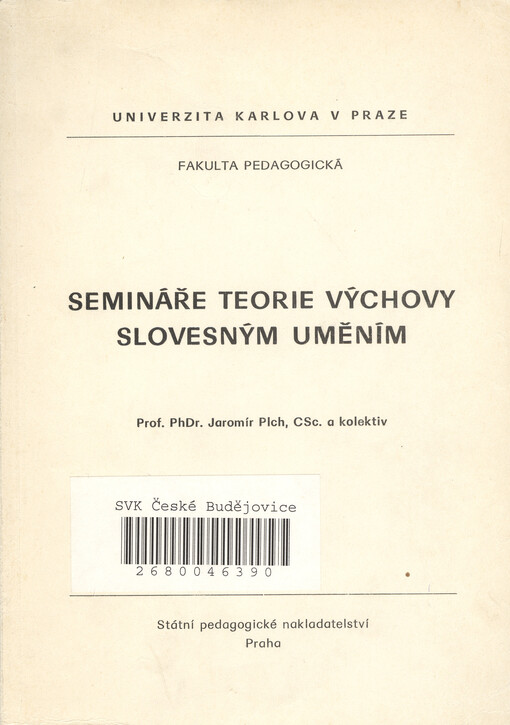 Semináře teorie výchovy slovesným uměním