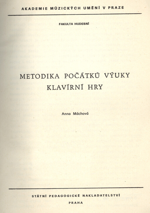 Metodika počátků výuky klavírní hry