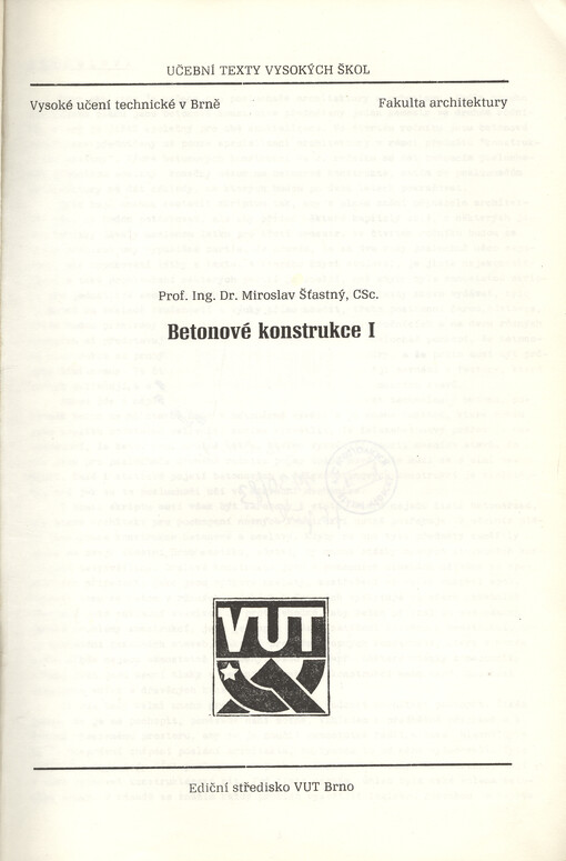 Betonové konstrukce I