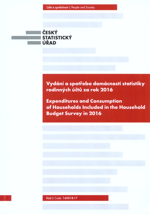 Příjmy, vydání a spotřeba domácností statistiky rodinných účtů za rok ... = Incomes, expenditures and consumption of the household budget surveys sample households in ...