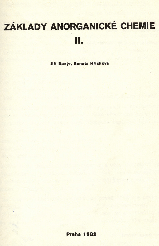 Základy anorganické chemie: skriptum pro posl. pedagog. fakulty Univ. Karlovy