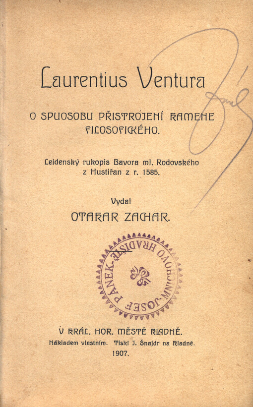 O spuosobu přistrojení kamene filosofického : Leidenský rukopis Bavora ml. Rodovského z Hustiřan z r. 1585.