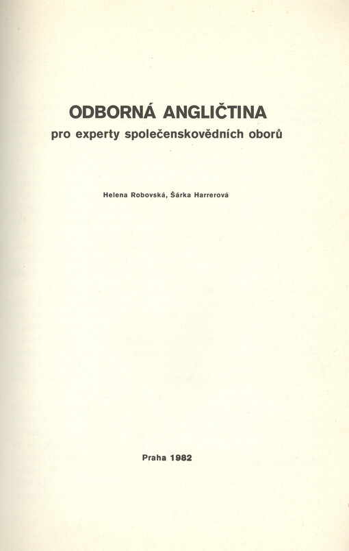 Odborná angličtina pro experty společenskovědních oborů