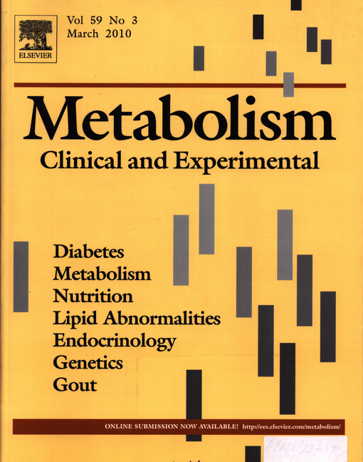 Metabolism: clinical and experimental : diabetes, metabolism, nutrition, lipid abnormalities, endocrinology, genetics, gout