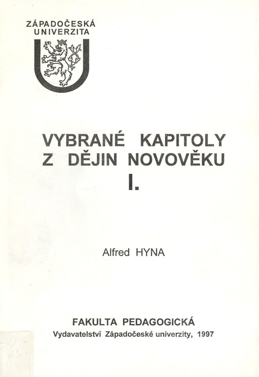 Vybrané kapitoly z dějin novověku I.