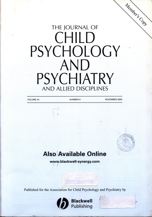 Journal of child psychology and psychiatry and allied disciplines