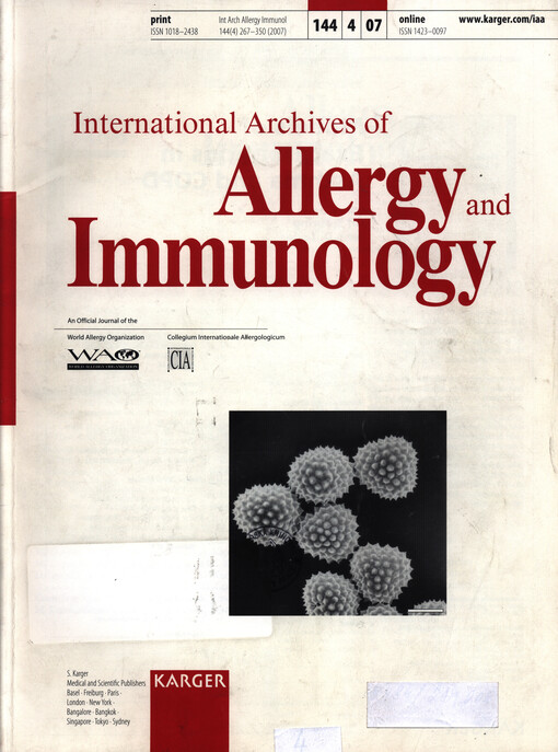 International archives of allergy and immunology