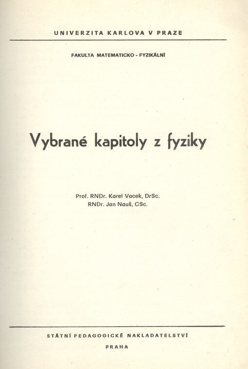 Vybrané kapitoly z fyziky