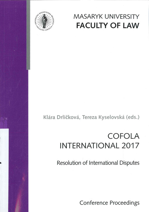 Cofola international 2017 : resolution of international disputes : (conference proceedings)