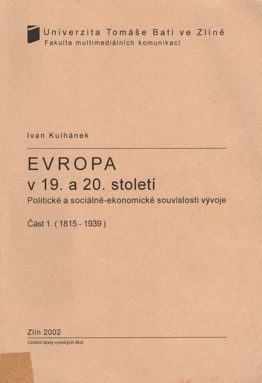 Evropa v 19. a 20. století :politické a sociálně-ekonomické souvislosti vývoje
