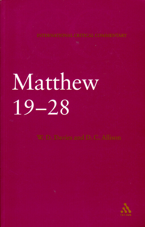 A critical and exegetical commentary on the Gospel according to Saint Matthew
