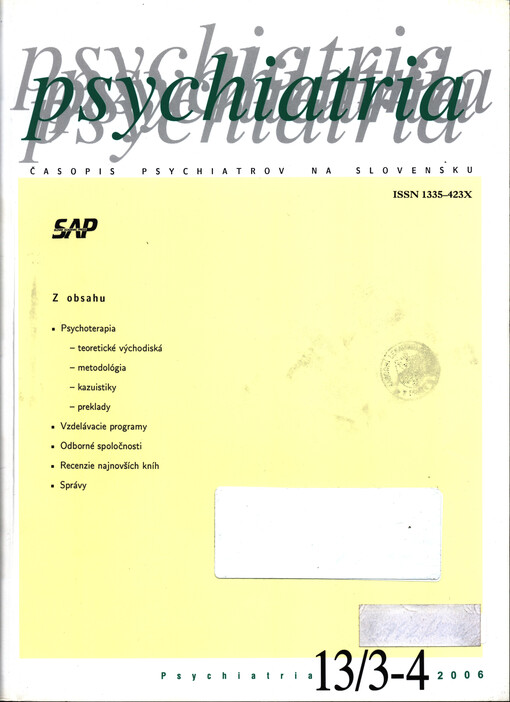 Psychiatria : časopis psychiatrov na Slovensku