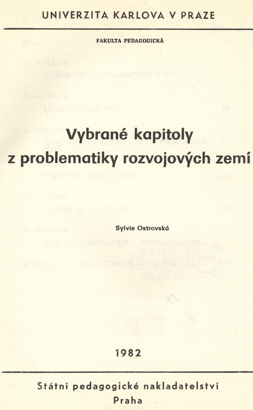 Vybrané kapitoly z problematiky rozvojových zemí