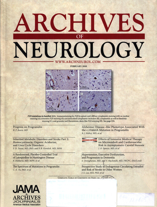 Archives of neurology : official organ of the American Neurological Association