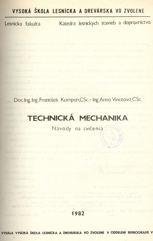 Technická mechanika : návody na cvičenia