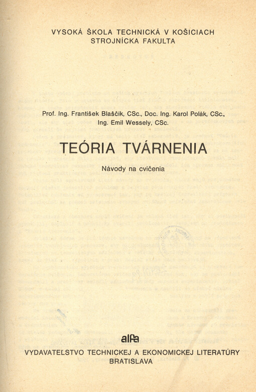 Teória tvárnenia : návody na cvičenia