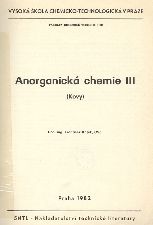 Anorganická chemie III : kovy
