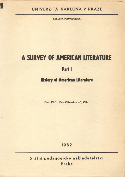 A survey of American literature.Part 1,History of American literature