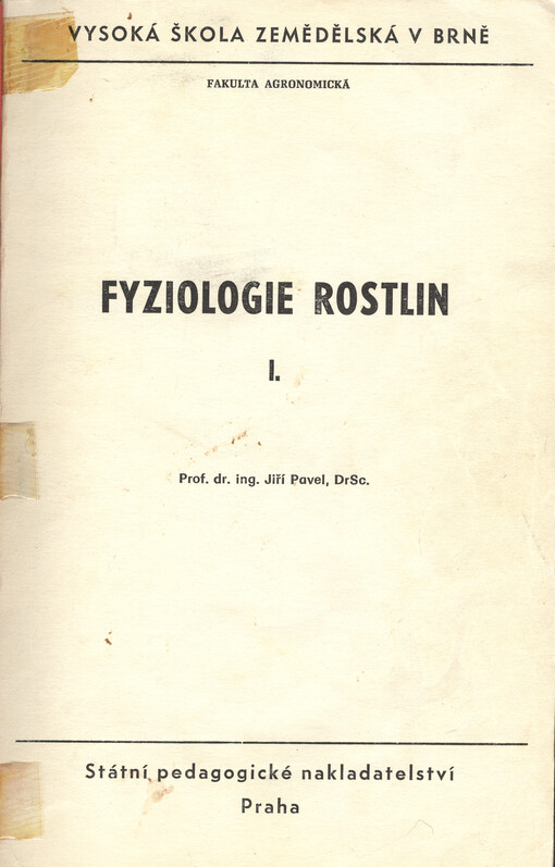 Fyziologie rostlin I